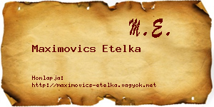 Maximovics Etelka névjegykártya